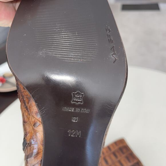 Via Spiga Sz 12 M Crocodile Boots Heeled Alligator Leather Brown Side Zip VTG - Picture 9 of 12